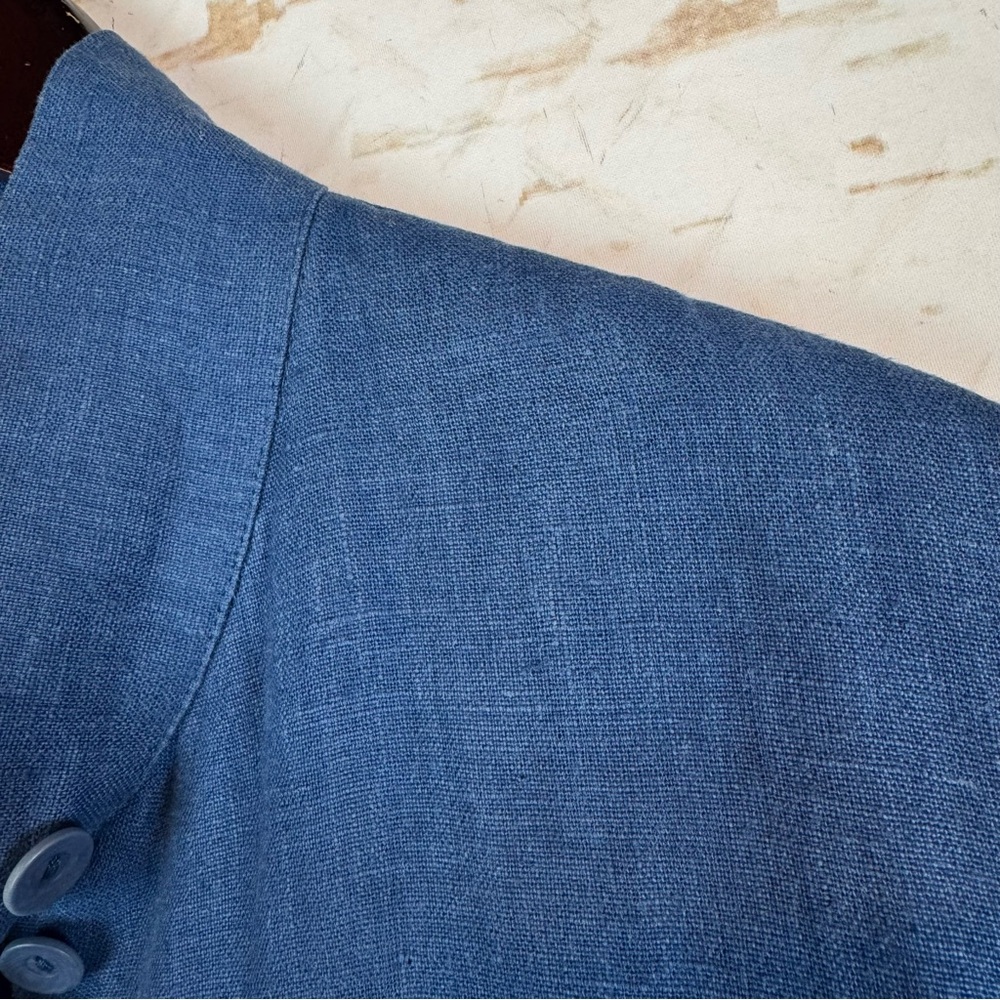 Flax | Blue 100% Linen Lightweight Jacket, S - Picture 3 of 8